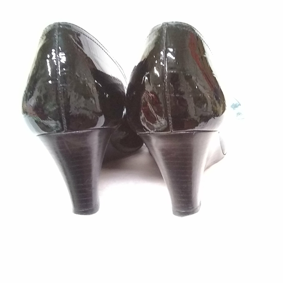 Z COLLECTION Womens Shoes Black Peep-Toe  T8520 PAT. LEATHER Croc 3" HEEL  8.5W - Picture 6 of 8